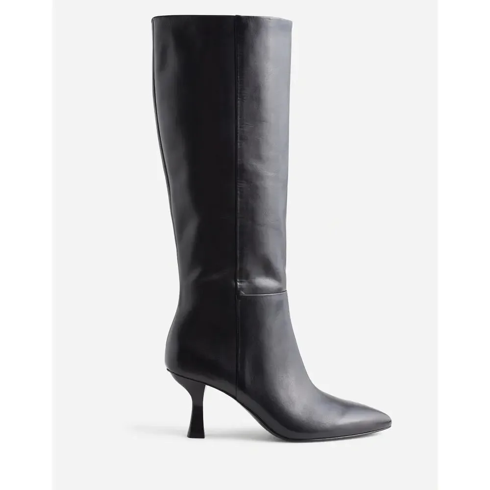 Madewell Women's The Justine Knee Boots Leather Upper True Black Size 6 NWOB